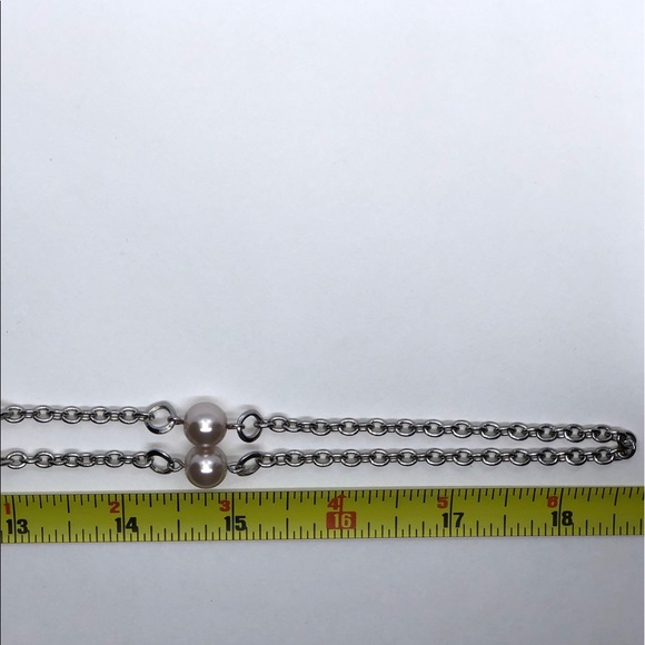 BR long necklace with rhinestone & pearls - Picture 5 of 8